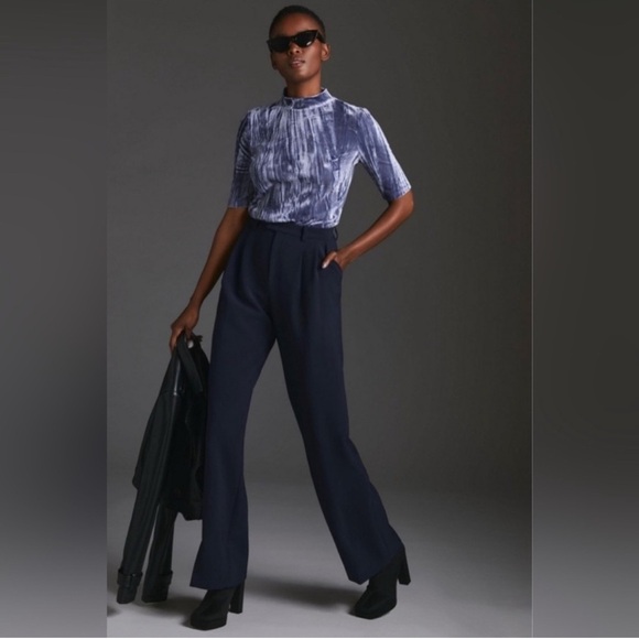 NWT Anthropologie Pilcro Crushed Velvet Mock Neck Top Slate Size S - Picture 6 of 9